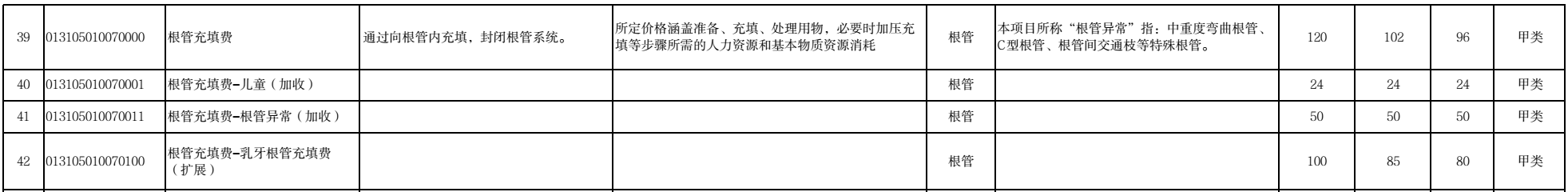 图源：西藏自治区《规范后口腔类医疗服务价格项目表》